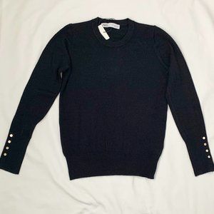 NWT Crewneck Sweater with Gold Button Detail
